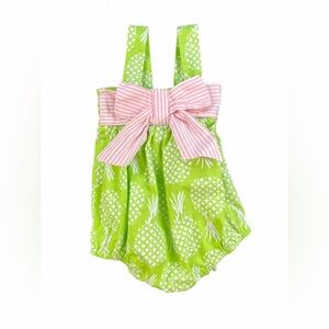 JAMES & LOTTIE Cotton Pineapple Bow Front Bubble Romper -9M